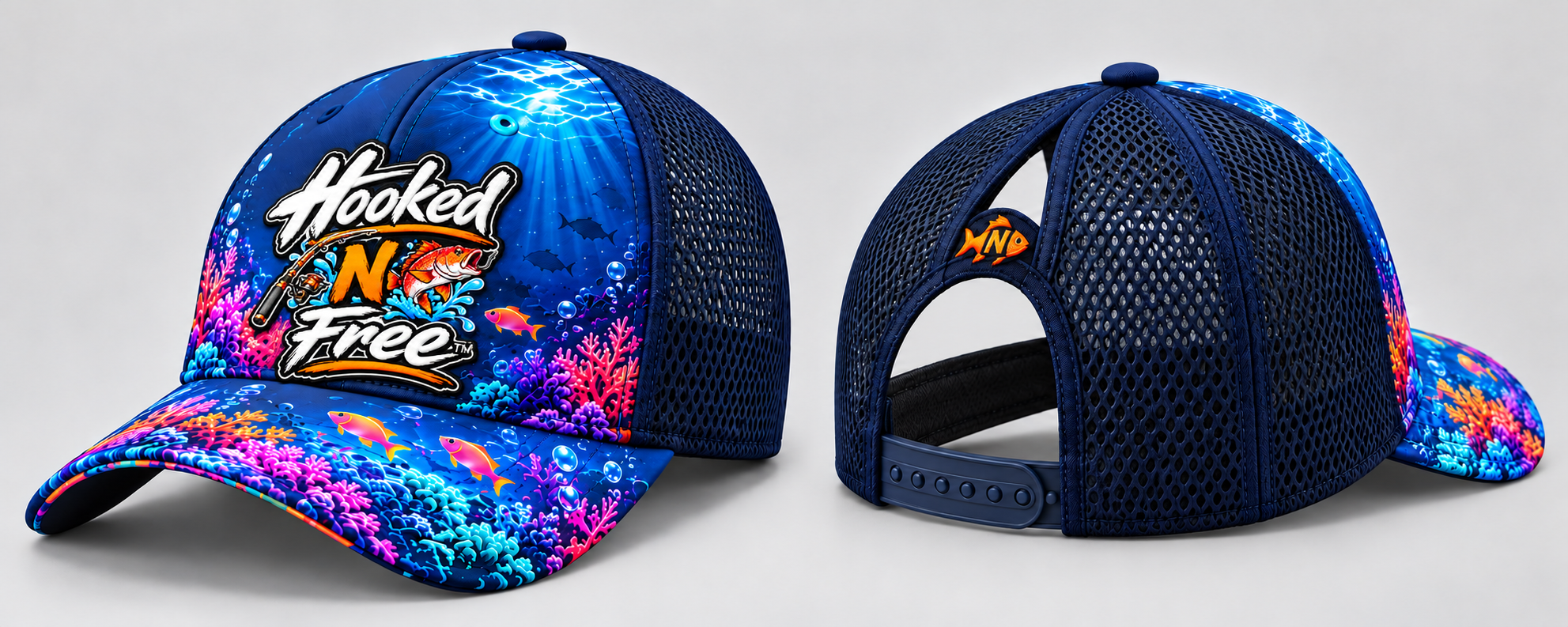 Hooked N Free women's mesh fishing cap concept